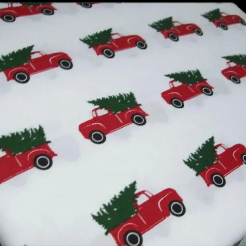 Christmas Holiday Red Truck Tree Microfiber Full Sheet Set w/ Plush Throw